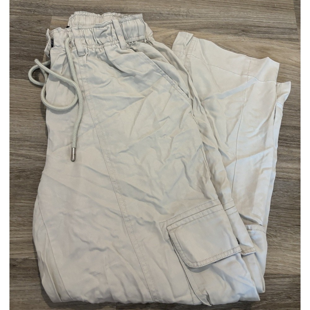 Quince Cargo Pants Small Vintage Wash Elastic Drawstring Waist Utility Womens